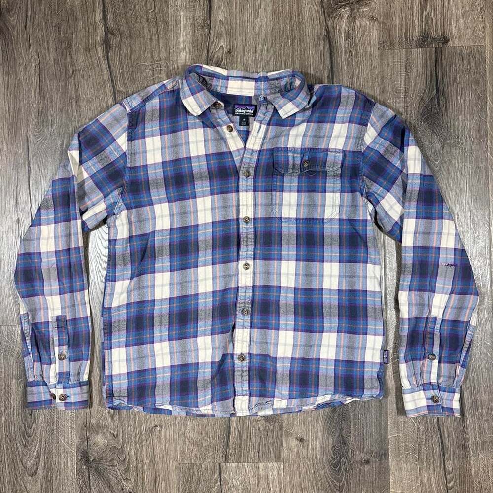 Patagonia Organic Cotton Plaid Flannel Shirt Blue Purple Y2K Medium